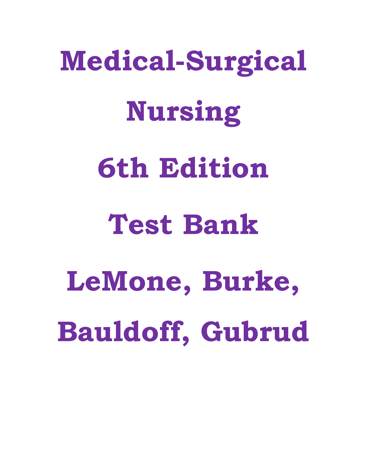 Preview image for Medical-Surgical Nursing 6th Edition Test Bank